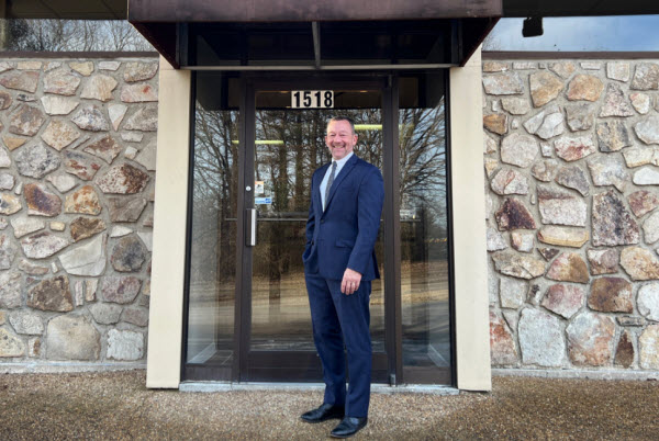 Attorney Wesley Stone in front of his law office at 1518 N Broadway, Suite 109 in Knoxville, Tennessee